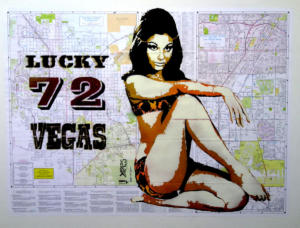 Lucky Vegas 50X70 Pochoir Aerosol sur plan Las Vegas